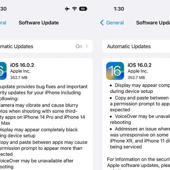Apple iOS 16.0.2 corrige el problema de la cámara del iPhone 14 Pro y otros fallos